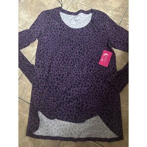 NWT Isaac Mizrahi S Basic Animal Print BlackBerry Tee Blouse